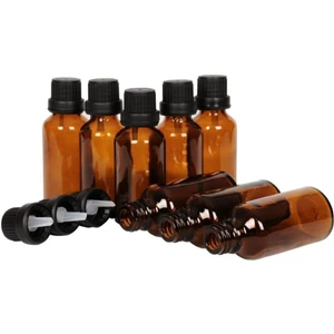 Spain 20 Adet 20 ml Medikal Kahverengi Boş Kehribar(Amber) Cam Şişe ( İçten Damlalıklı 20 cc )