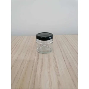 40 cc Şeffaf Cam Siyah Kapak Kavanoz Mini Kavanoz Bal Kavanozu Süs KAVANOZU 100 Adet