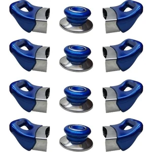Nalburkent Tencere Tava Sahan Kulpu Cam Ve Metal Kapak İçin Yasemin Mavi 4 Set