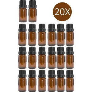 20 Adet 10 cc Amber Renk Cam Şişe Uçucu Yağ Şişesi İçten Damlalıklı 10 ml