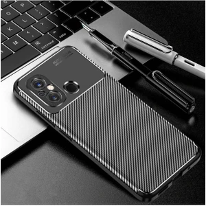 Xiaomi Redmi 12C Kılıf Kamera Çıkıntılı Karbon Fiber Desenli Renk Atmaz Koruyucu Kapak Kilif