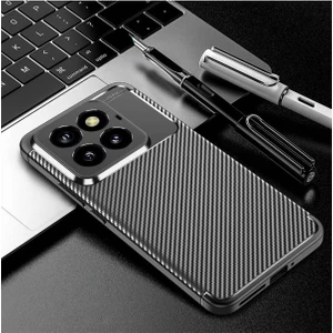 Xiaomi Mi 14 Pro Kılıf Kamera Çıkıntılı Karbon Fiber Desenli Renk Atmaz Koruyucu Kapak Kilif