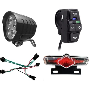 Bisiklet Ön ve Ebike Arka Işık Seti Girişi 36V 48V 52V 60V DK336 Işık Korna Torna Anahtarı E-Bisiklet Işık (Yurt Dışından)