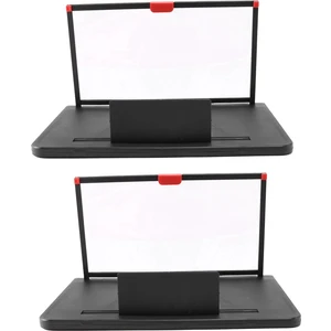 2x Cep Telefonu Ekran Büyüteç 12 Inç 3D Hd Video Amplifikatör Stand Braketi ile Oyun Siyah Katlanır Masa Tutucu (Yurt Dışından)
