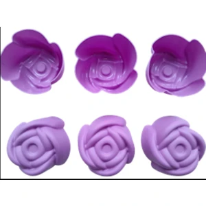 Pink Rose Bybirgül Lila -Mor 12 Li Silikon Mini Gül Kek Kalıbı,muffin Kalıbı 12 Adet