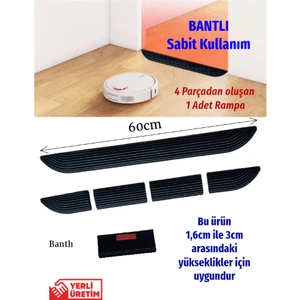 Roboqoq Bantlı 60cm Siyah Robot Elektrikli Süpürge Rampası Kapı Eşik Atlama Geçme Rampası