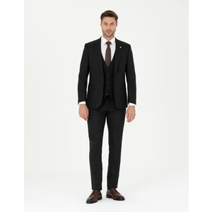 Pierre Cardin Erkek Siyah Slim Fit Çizgili Yelekli Takım Elbise 50285266-VR046
