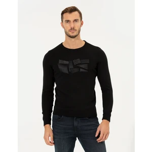Pierre Cardin Erkek Siyah Slim Fit Bisiklet Yaka Triko Kazak 50258663-VR046