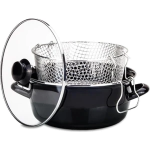 Rossel Premium Emaye Kızartma Tenceresi 24 cm Siyah