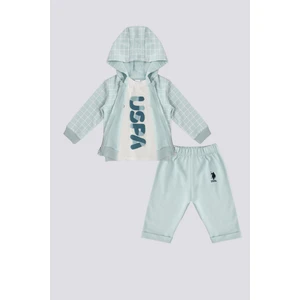 U.S. Polo Assn. Lisanslı Colorful Text Yeşil Erkek Bebek Eşofman Takımı