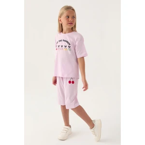 Eat The Rainbow Mor Kız Çocuk Kapri Takım