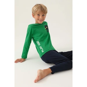 Play Hard Yeşil Erkek Çocuk Pijama Takımı