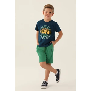 U.S. Polo Assn. Lisanslı Crew Neck Lacivert Erkek Çocuk Bermuda Takım