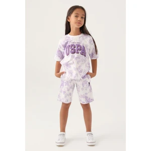 U.S. Polo Assn. Lisanslı Batik Mor Kız Çocuk Bermuda Takım