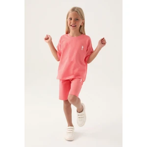 U.S. Polo Assn. Lisanslı Simple Neon Pembe Kız Çocuk Bermuda Takım