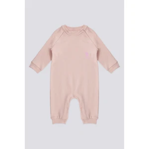 U.S. Polo Assn. Lisanslı Simple Toz Pembe Kız Bebek Tulum