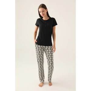 Basezic Siyah Kadın Kısa Kol Pijama Takımı