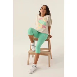 U.S. Polo Assn. Lisanslı Flower Bej Kız Çocuk Kapri Takım