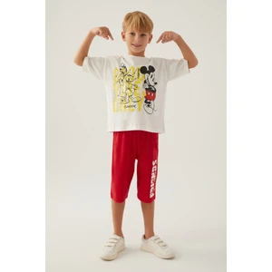 Mickey Mouse Besties Krem Erkek Çocuk Kapri Takım