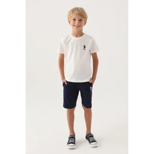 U.S. Polo Assn. Lisanslı Printed Krem Erkek Çocuk Bermuda Takım