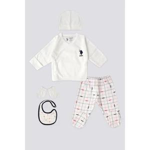 U.S. Polo Assn. Lisanslı Tiny Krem Erkek Bebek Hastane Çıkış Seti 5'li