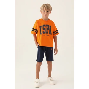 U.S. Polo Assn. Lisanslı Sim Turuncu Erkek Çocuk Bermuda Takım