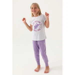 U.S. Polo Assn.  Lisanslı Starry Kar Melanj Kız Çocuk Pijama Takımı