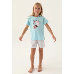 Kız Çocuk Mavi Şort Takım