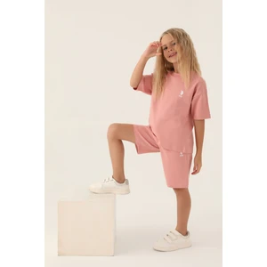 U.S. Polo Assn. Lisanslı Simple Pembe Kız Çocuk Bermuda Takım