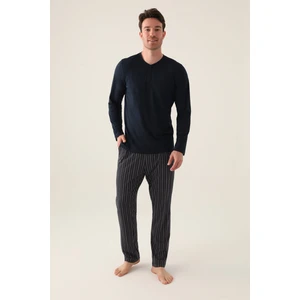 Long Siyah Erkek Pijama Takımı
