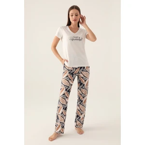 Keep Krem Kadın Kısa Kol Pijama Takımı