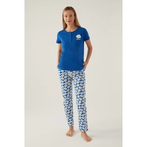 Beach Cobalt Kadın Kısa Kol Pijama Takımı