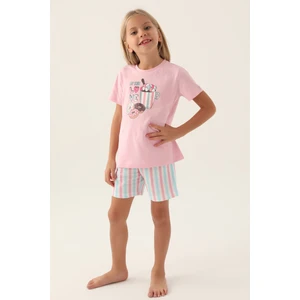 Kız Çocuk Pembe Şort Takım