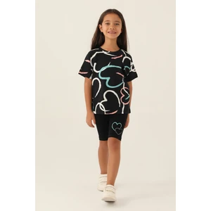 Heart Siyah Kız Çocuk Bermuda Takım