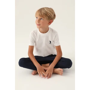 U.S. Polo Assn.  Lisanslı Palm Tree Krem Erkek Çocuk Pijama Takımı