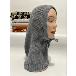 Triko Örgü Bere Başlık | Bağcıklı Kapşonlu Bere-Koyu Gri