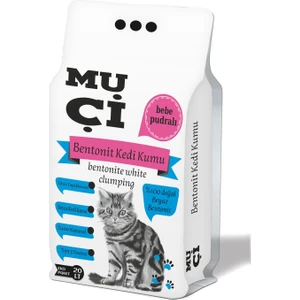 20 Lt Ince Tane Pudra Kokulu Beyaz Bentonit Kedi Kumu