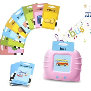 224 Adet Flash Kart Şarjlı Sesli Eğitici Okul Öncesi Eğitim Dil Oyuncağı Ingilizce - Pembe (Yurt Dışından)