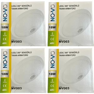 18W Ledli (Beyaz Işık) 360 Derece Sensörlü Tavan Armatürü NV003 (4 Adet)