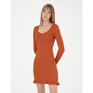 Pierre Cardin Kadın Kiremit Ex. Slim Fit Triko Elbise 50280230-VR031