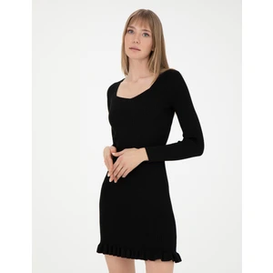Pierre Cardin Kadın Siyah Ex. Slim Fit Triko Elbise 50280230-VR046