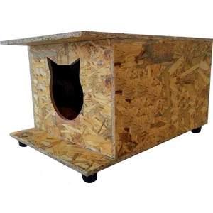 Kedi Kulubesi Dış Ortam Uygun Ahşap Kedi Evi Osb 47X36X25 cm