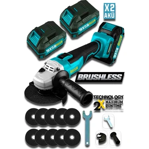 Lieber German 798VF 25AH Kömürsüz Motor 115 mm Akülü Avuç Içi Taşlama Makinesi +10 Taş