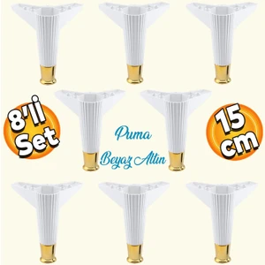 Elista Mobilya Ayağı Sehpa TV Ünitesi Ayakları Yükseltici 15 cm Beyaz Altın 8 ADET