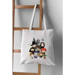 Harry Potter Tasarım Kalın Beyaz Su Geçirmez Canvas Tote Bag Bez Çanta