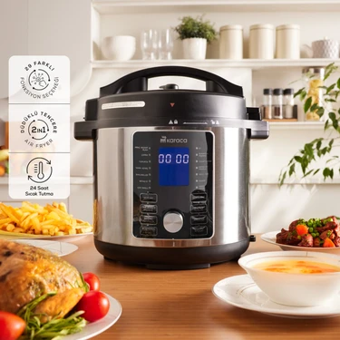 Karaca Cooker 2in1 6l Çok Amaçlı Basınçlı Pişirici Akıllı Elektrikli Düdüklü Tencere ve Airfryer