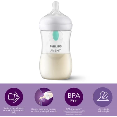 Philips Avent Natural Response Airfree Valfli Biberon, 260ML 1 Ay+,