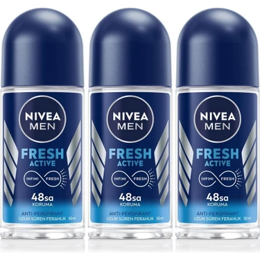 Nivea Men Erkek Roll-On Deodorant Fresh Active 50ML, 48 Saat Koruma, X3