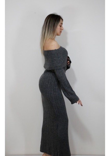 Kayık Yaka Triko Oversize Elbise modelleri