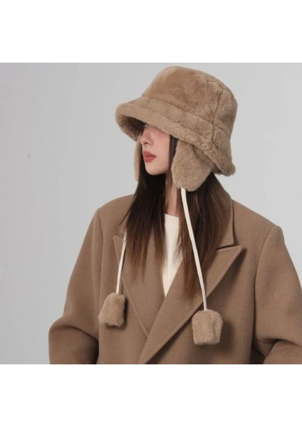 Bombacı Kış Sıcak Kova Şapka Şapka Kadınlar Için Golf Kap Yürüyüş Şapkası Kürk Şapka Kış Şapka Varil Kap Pamuklu Kumaş Kulak Koruyucu Kap (Yurt Dışından) modelleri